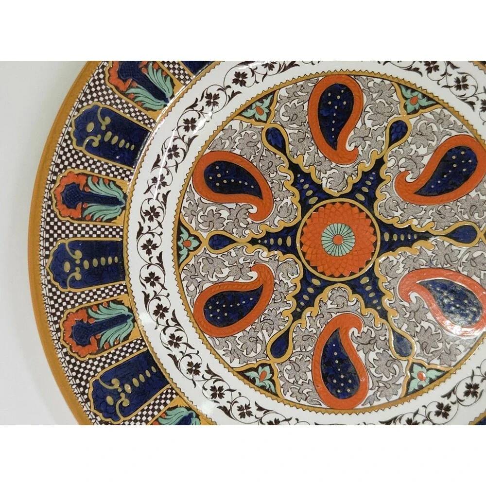 Antique Wedgwood Indian Plate Orange Hand Painted 10.5